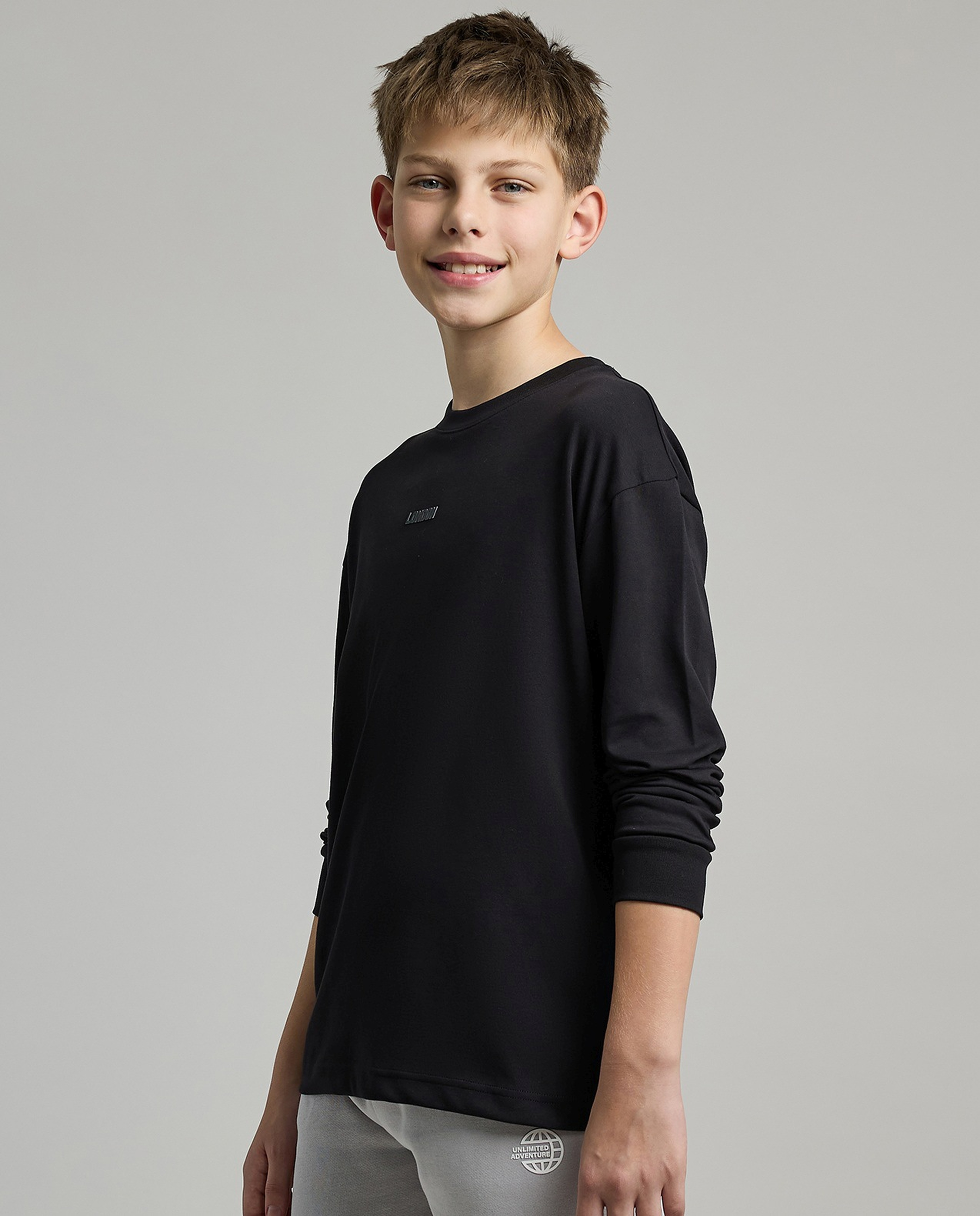 Printed T-Shirt with Crew Neck and Long Sleeves