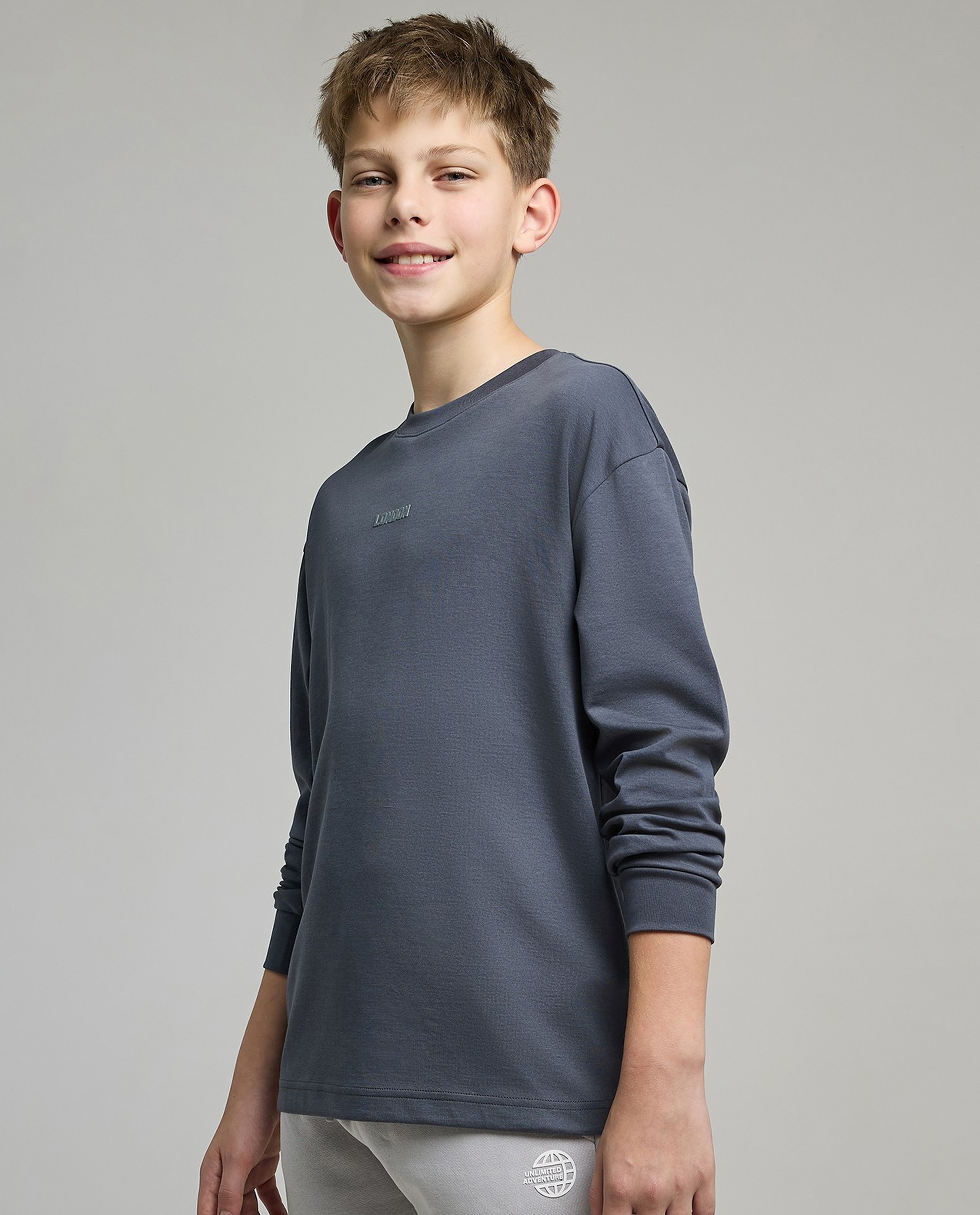 Printed T-Shirt with Crew Neck and Long Sleeves